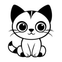 Cute cat vector black and white cartoon character design collection. White background. Pets, Animals.