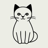 Cute cat vector black and white cartoon character design collection. White background. Pets, Animals.