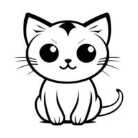 Cute cat vector black and white cartoon character design collection. White background. Pets, Animals.