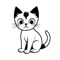 Cute cat vector black and white cartoon character design collection. White background. Pets, Animals.