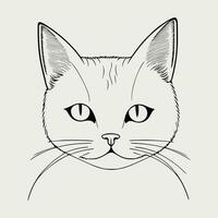 Cute cat vector black and white cartoon character design collection. White background. Pets, Animals.