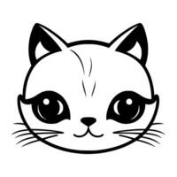 Cute cat vector black and white cartoon character design collection. White background. Pets, Animals.