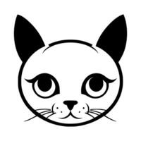 Cute cat vector black and white cartoon character design collection. White background. Pets, Animals.