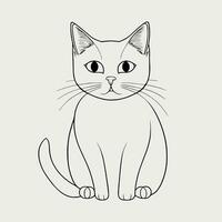 Cute cat vector black and white cartoon character design collection. White background. Pets, Animals.