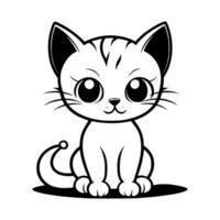 Cute cat vector black and white cartoon character design collection. White background. Pets, Animals.