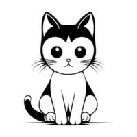 Cute cat vector black and white cartoon character design collection. White background. Pets, Animals.