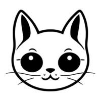 Cute cat vector black and white cartoon character design collection. White background. Pets, Animals.