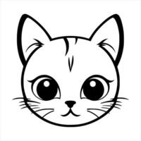 Cute cat vector black and white cartoon character design collection. White background. Pets, Animals.