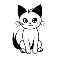 Cute cat vector black and white cartoon character design collection. White background. Pets, Animals.