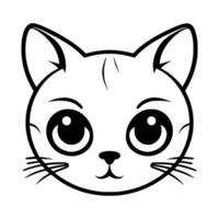 Cute cat vector black and white cartoon character design collection. White background. Pets, Animals.