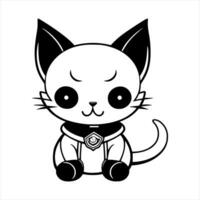 Cute cat vector black and white cartoon character design collection. White background. Pets, Animals.