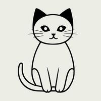 Cute cat vector black and white cartoon character design collection. White background. Pets, Animals.