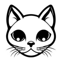 Cute cat vector black and white cartoon character design collection. White background. Pets, Animals.