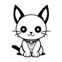 Cute cat vector black and white cartoon character design collection. White background. Pets, Animals.