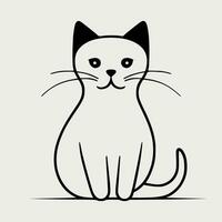 Cute cat vector black and white cartoon character design collection. White background. Pets, Animals.