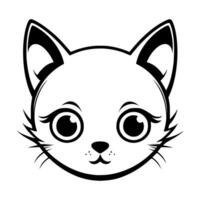 Cute cat vector black and white cartoon character design collection. White background. Pets, Animals.