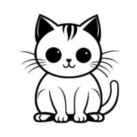 Cute cat vector black and white cartoon character design collection. White background. Pets, Animals.