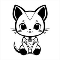 Cute cat vector black and white cartoon character design collection. White background. Pets, Animals.