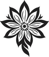 artístico floral giro negro icónico logo bosquejo minimalista pétalo diseño soltero hecho a mano vector