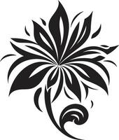 Elegant Botanical Sketch Single Vector Icon Design Graceful Petal Composition Black Artistic Emblem