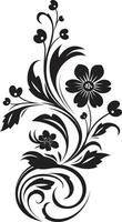 Ethereal Handcrafted Bouquet Vector Logo Design Fluid Botanical Outline Black Logo Icon