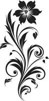 Unique Botanical Sketch Iconic Vector Emblem Sophisticated Hand Drawn Pattern Black Vector