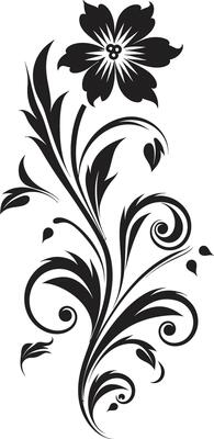 Unique Botanical Sketch Iconic Vector Emblem Sophisticated Hand Drawn Pattern Black Vector