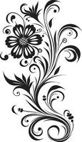 intrincado floral Desplazarse negro icono diseño artesanal pétalo florecer vector logo