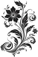 Intriguing Botanical Illustration Iconic Vector Harmonious Hand Drawn Composition Black Vector