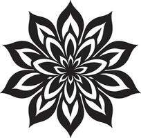 Modern Blossom Detail Hand Rendered Vector Emblem Artistic Floral Whirl Black Iconic Logo Sketch