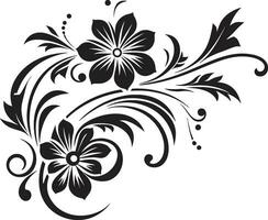 Dynamic Handcrafted Foliage Iconic Logo Symbol Inky Floral Emblem Vector Logo Design