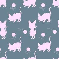 Seamless pattern cat silhouette, cartoon, vector illustration for fabric, print