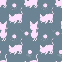 Seamless pattern cat silhouette, cartoon, vector illustration for fabric, print