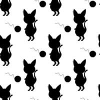 Seamless pattern cat silhouette, cartoon, vector illustration for fabric, print