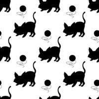 Seamless pattern cat silhouette, cartoon, vector illustration for fabric, print