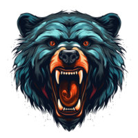 AI generated Grizzly bear head illustration for t-shirt design png