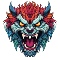 AI generated Angry cartoon monster illustration for t-shirt design or tattoo png