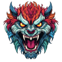 ai genererad arg tecknad serie monster illustration för t-shirt design eller tatuering png