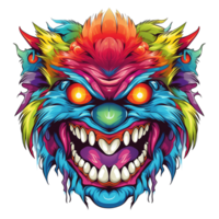 AI generated Illustration of colorful monster face on transparent background png