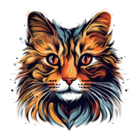 AI generated Portrait of a cat illustration on a transparent background png