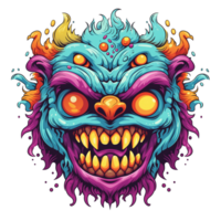 AI generated Zombie monster face illustration cartoon style png