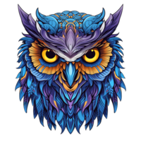 AI generated Owl head illustration for t-shirt and tattoo design png