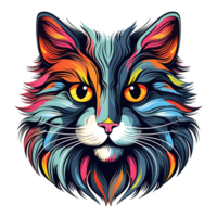 AI generated Portrait of a cat with multicolored eyes png