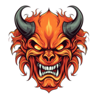 ai généré diable tête avec cornes illustration pour T-shirt impression png