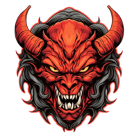 AI generated Angry demon head, illustration for t-shirt design or tattoo png