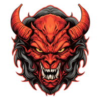 ai gegenereerd boos demon hoofd, illustratie voor t-shirt ontwerp of tatoeëren png