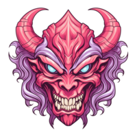 ai generado diablo cabeza ilustración con cuernos y colmillos png