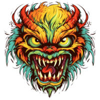 AI generated Illustration of angry monster for t-shirt design png