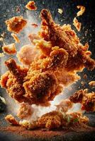 AI generated food photography of crispy and spicy Fried chicken photo