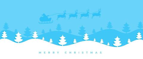 papercut style merry christmas wishes banner with flying santa sleigh vector